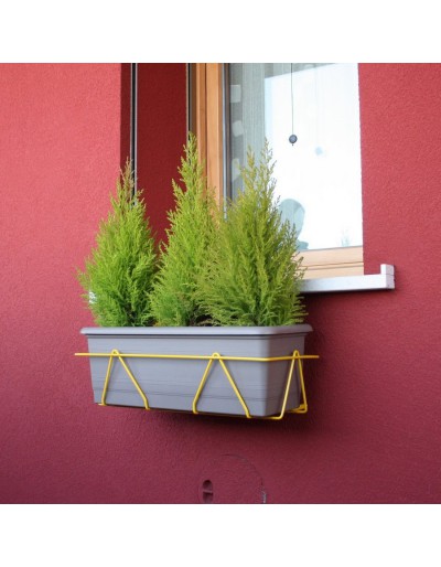 Cache-pot pour fenêtres 60 cm Jaune, adaptabilité maximale aux appuis de fenêtre
