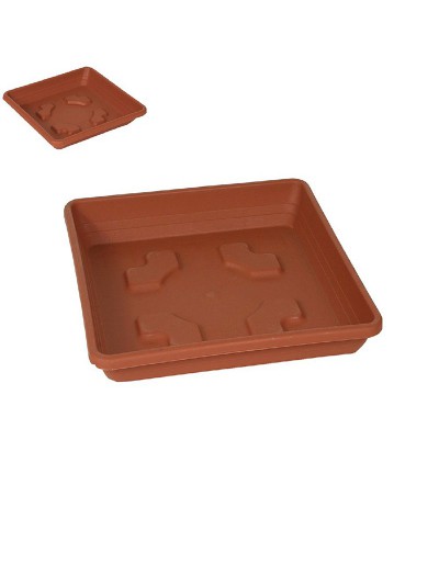 Sottovaso quadrato terracotta 16 cm