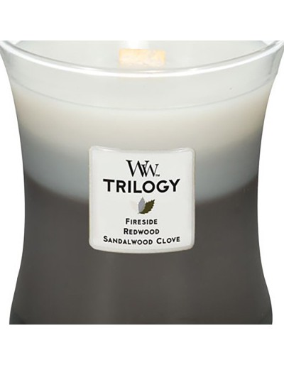 Woodwick candle trilogy meio madeiras quentes