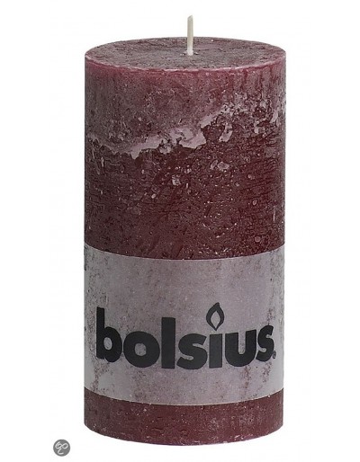 Bougie cylindrique rouge foncé rustique