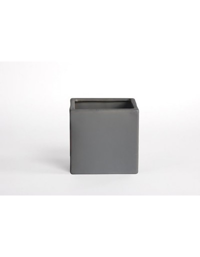 D&amp;M Matte grey cube vase 14cm