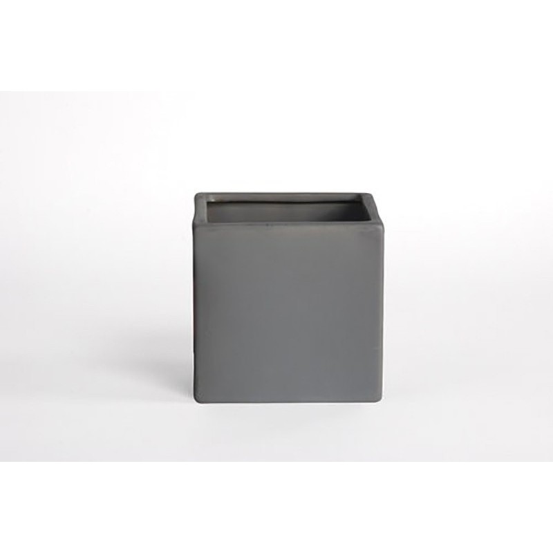 D&amp;M Matte grey cube vase 14cm