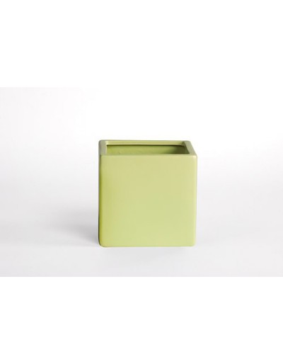 D&M Opaque green cube vase 14cm