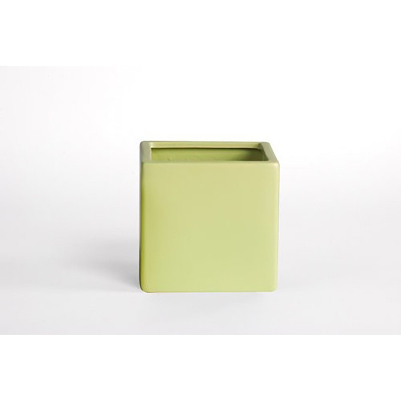D&amp;M Vaso cubo verde opaco 14 cm