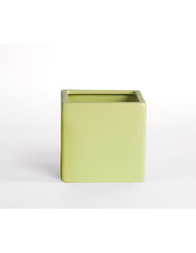 D&amp;M Vaso cubo verde opaco 14 cm