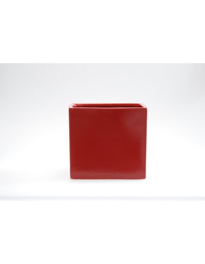 Vase cube rouge mat D-M 14cm
