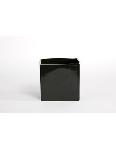 D&M Błyszczący czarny wazon w kostkę 14cm