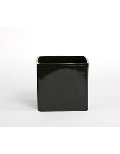 D&amp;M Florero de cubo negro brillante 14cm