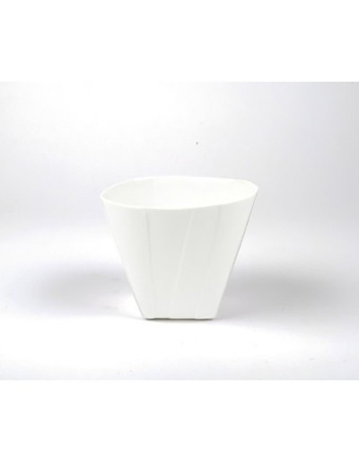 Jarrón D&amp;M plegado en cerámica blanca 8 cm