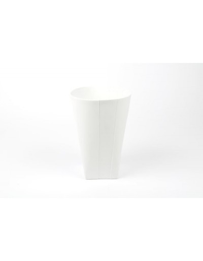 Vase D&amp;M plié en céramique blanche haute 14 cm