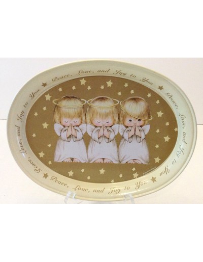 Vintage Oval tray 3 angels