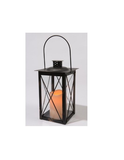 Outdoor black metal LED lantern