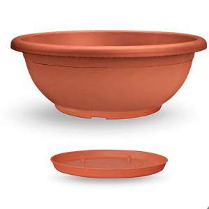 Flower bowl with saucer naxos 30 cm - Terracota color