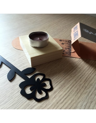 Poppy Tea light and incense holder black