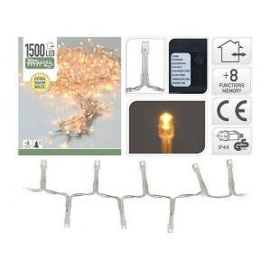 1500 LED BLANCHE CHAUDE, CABLE 30MT DISTANCE D'AMPOULE 2CM, AVEC JEU DE LUMIÈRE