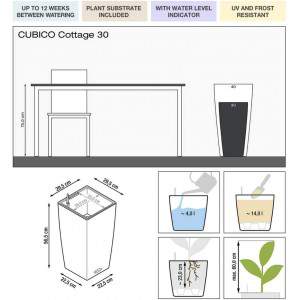 LECHUZA CUBICO Chalet 30, Weiß, Hochwertiger Kunststoff, Inkl. Bewässerungssystem, Herausnehmbarer Pflanzeinsatz, Für Innen- un