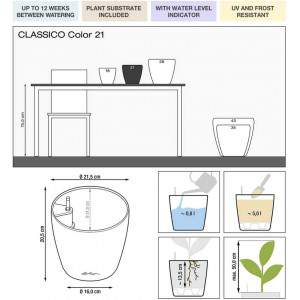 LECHUZA CLASSICO Color 28, Weiß, Hochwertiger Kunststoff, Inkl. Bewässerungssystem, Für Innen- und Außenbereiche, 13190