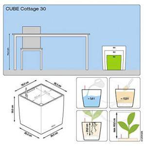 LECHUZA „Cube Cottage 30” Pflanzgefäß mit Erd-Bewässerungs-System, biały, 30 x 30 x 30 cm