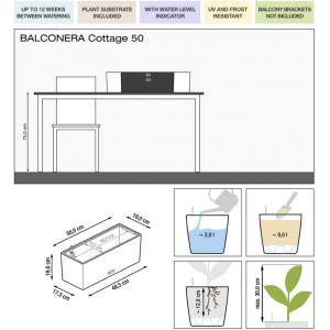 LECHUZA &quot;BALCONERA Cottage 50&quot; Pflanzgefäß mit Erd-Bewässerungs-System, Mokka, 50 x 19 x 19 cm
