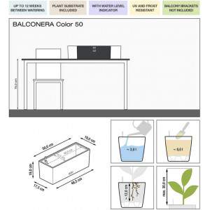 LECHUZA &quot;BALCONERA Color 80&quot; Pflanzgefäß mit Erd-Bewässerungs-System, biały, 79 x 19 x 19 cm