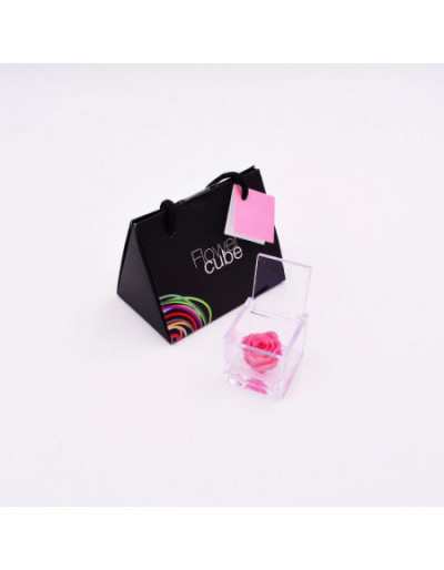 Mini Cubo de Flores 4,5 x 4,5 Rosa Estabilizada Rosa Perfumada