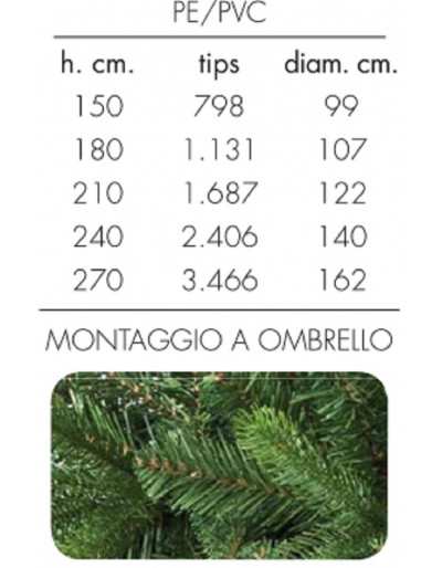 Mesures de l&#039;arbre de Noël Matera Evergreen