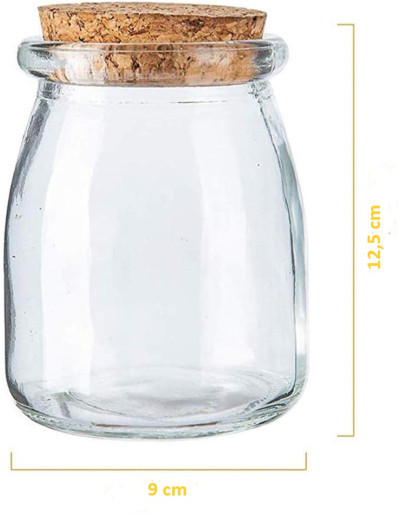 Glass jar with cork 9x12hcm